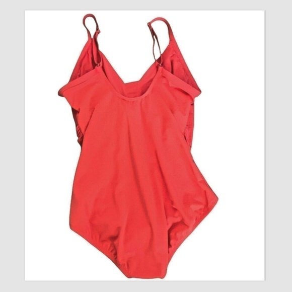 Jantzen Classics Red Ruched Tummy Surplice Top Sz 24W One-Piece Swimsuit #234B - Picture 2 of 6